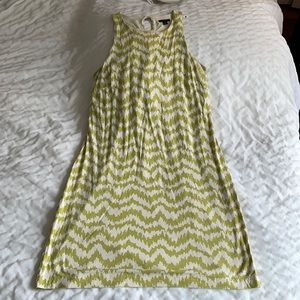 Ann Taylor Green & White Print Dress